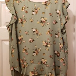 Loft XL - Green Floral Top
